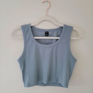 SHEIN Light Blue Ribbed Crop Top
